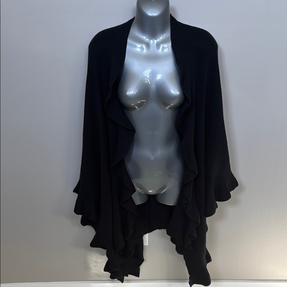 Coldwater Creek Black Shrug with Ruffled Hem